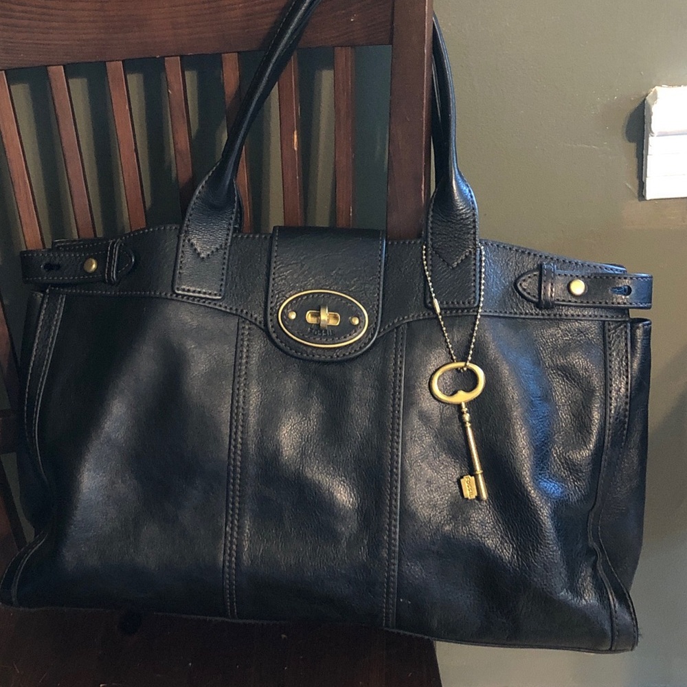 FOSSIL 1954 Vintage Reissue Black Leather Tote Bag